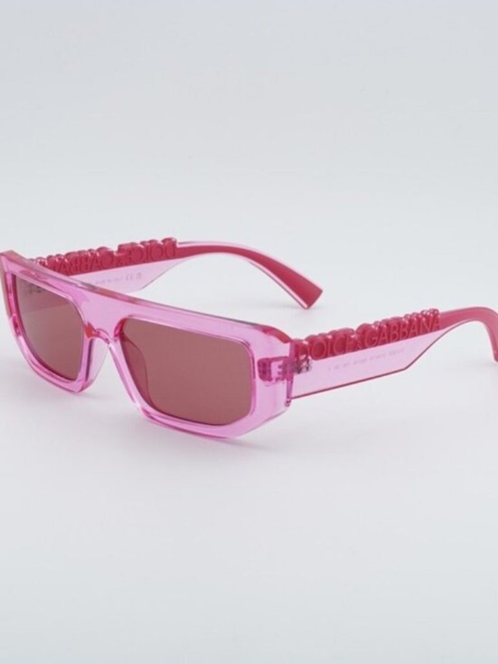 Dolce & Gabbana DG6203 314875 Sunglasses Shiny Pink Rectangle Frame,Brown Lenses